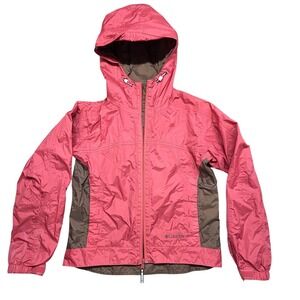 Columbia Omni-Tech Waterproof Packable Rain Jacket Pink Brown RL2119 Womens M